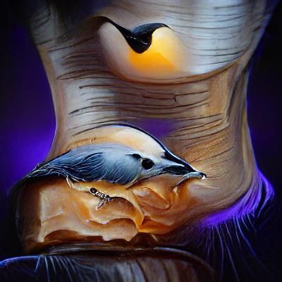 Detailed painting of a nuthatch with soft beautiful lighting...