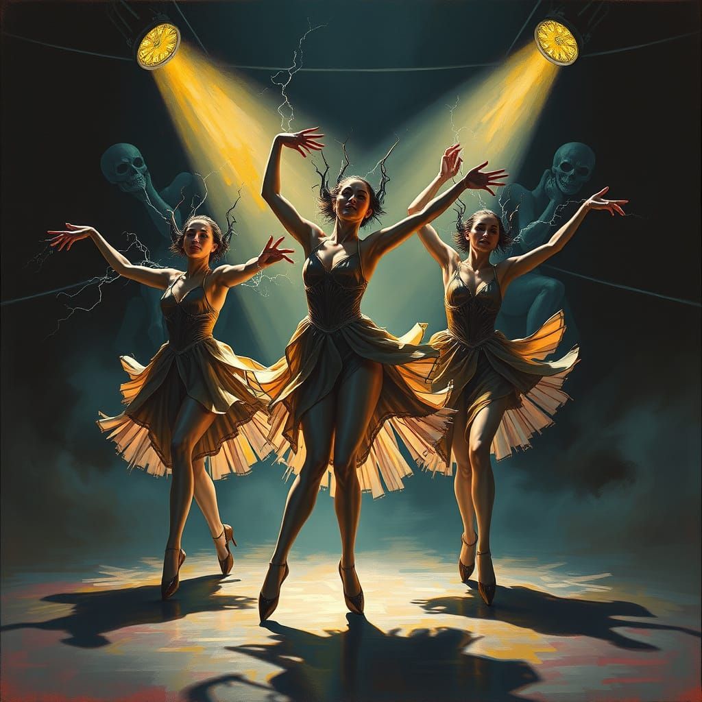 Dancers in Sea Costumes on Art Deco Stage