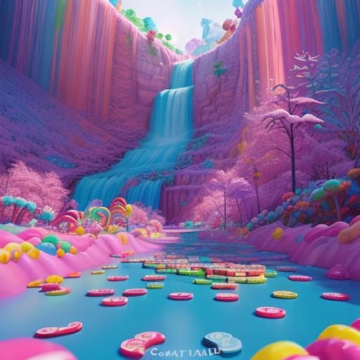 a scrabble and Candyland waterfall