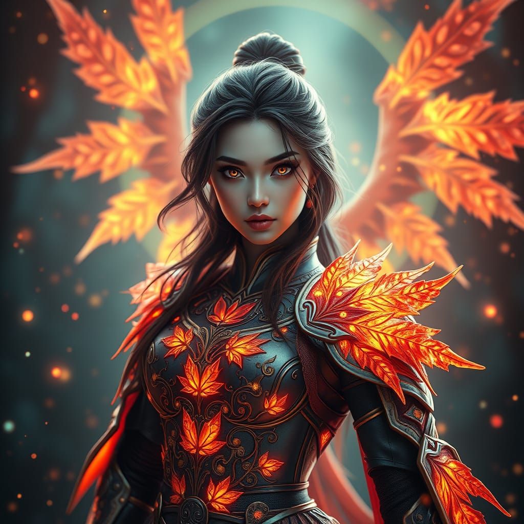 Enchanting Fantasy Warrior in Bioluminescent Armor