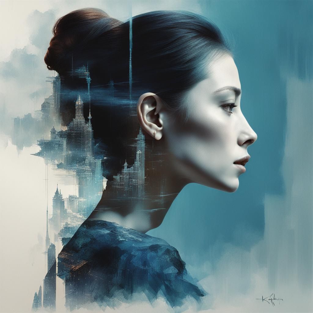Side profile portrait of a beautiful woman, Wadim Kashin WLO...