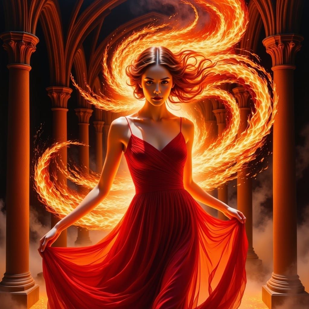 <lora:Made from Fire:1.0> “create oils, watercolor, alcahol inks art; 8k; High-resolution, hyperrealistic photograph of swirling flames: add...