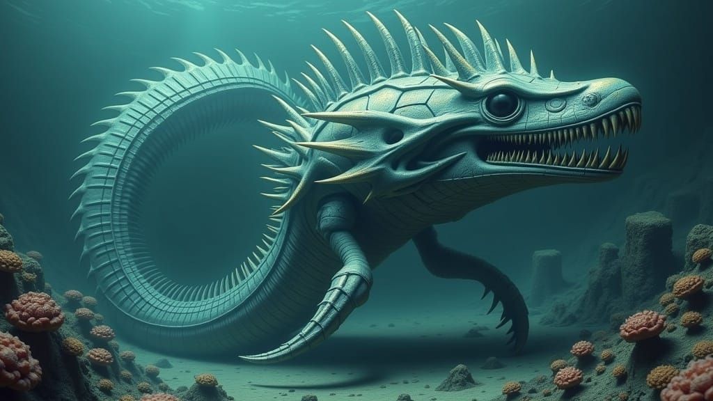 <lora:LeviathanRuins 2p0:1.0> a colossal serpent (condor-head, blue/green/indigo and taupe/olive gradient feathers,  glowing teal aura) 