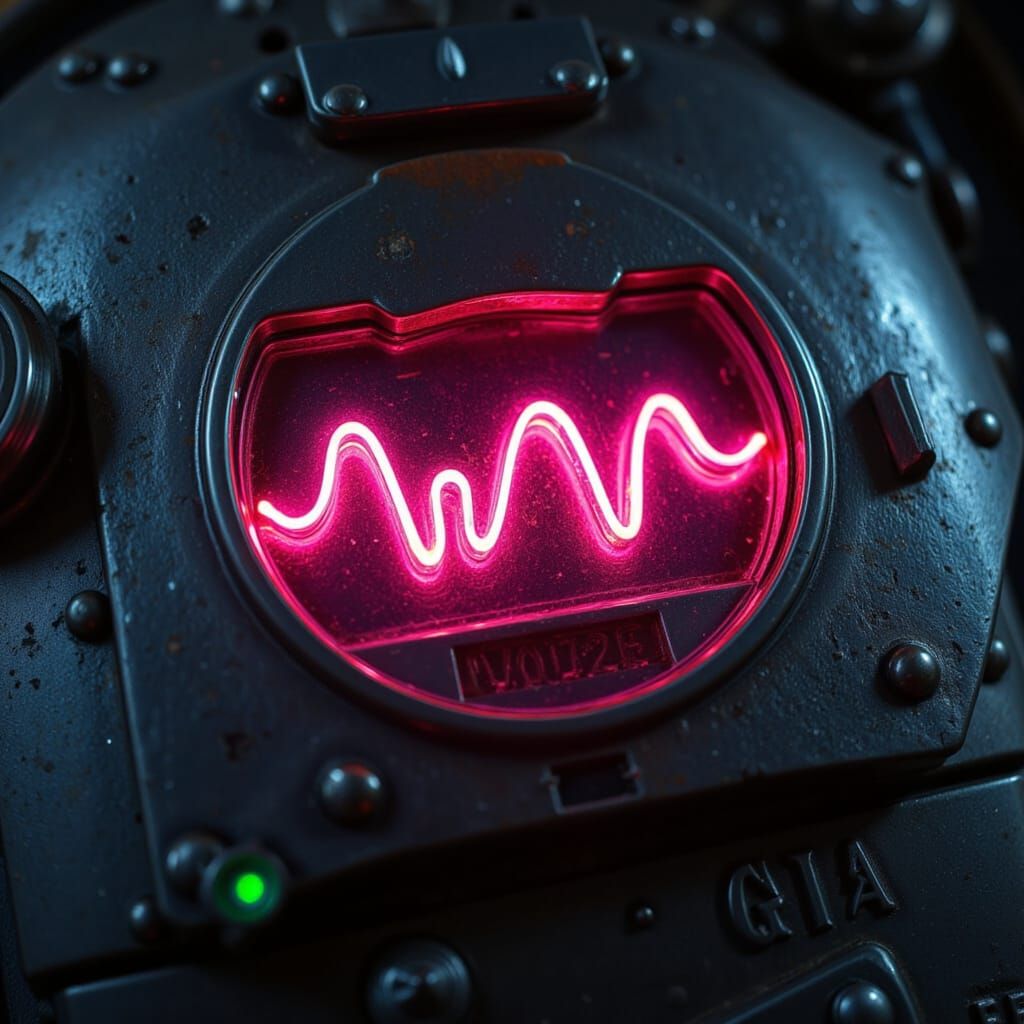 <lora:Ancient Aliens:1.0> flashing LED pulsing sine waves.