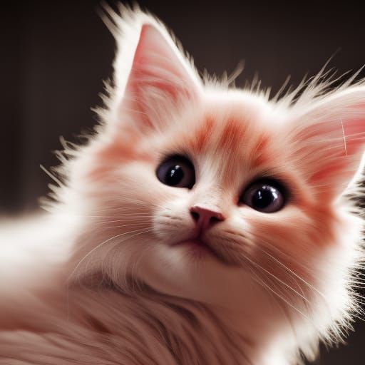 Fluffy red white kitten