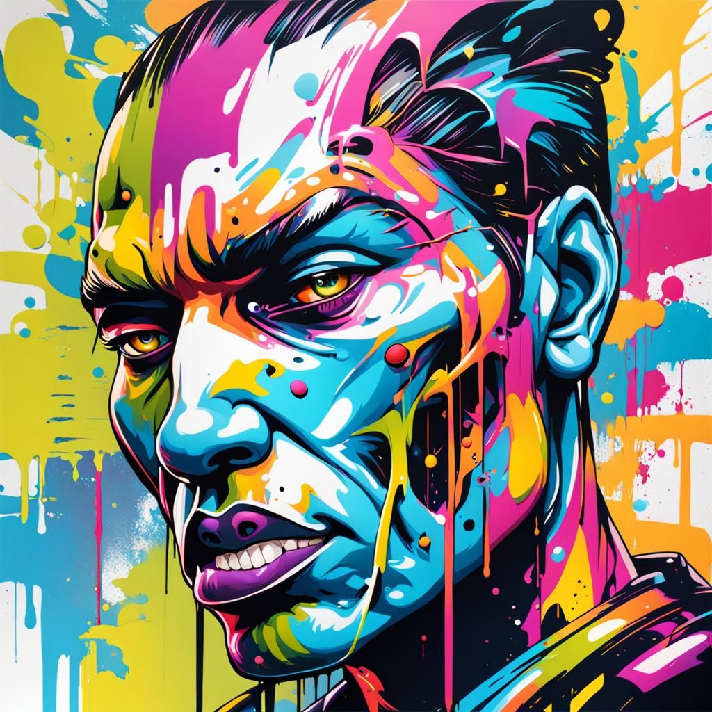 tête graffiti art, splash art, street art, spray paint, oil ...