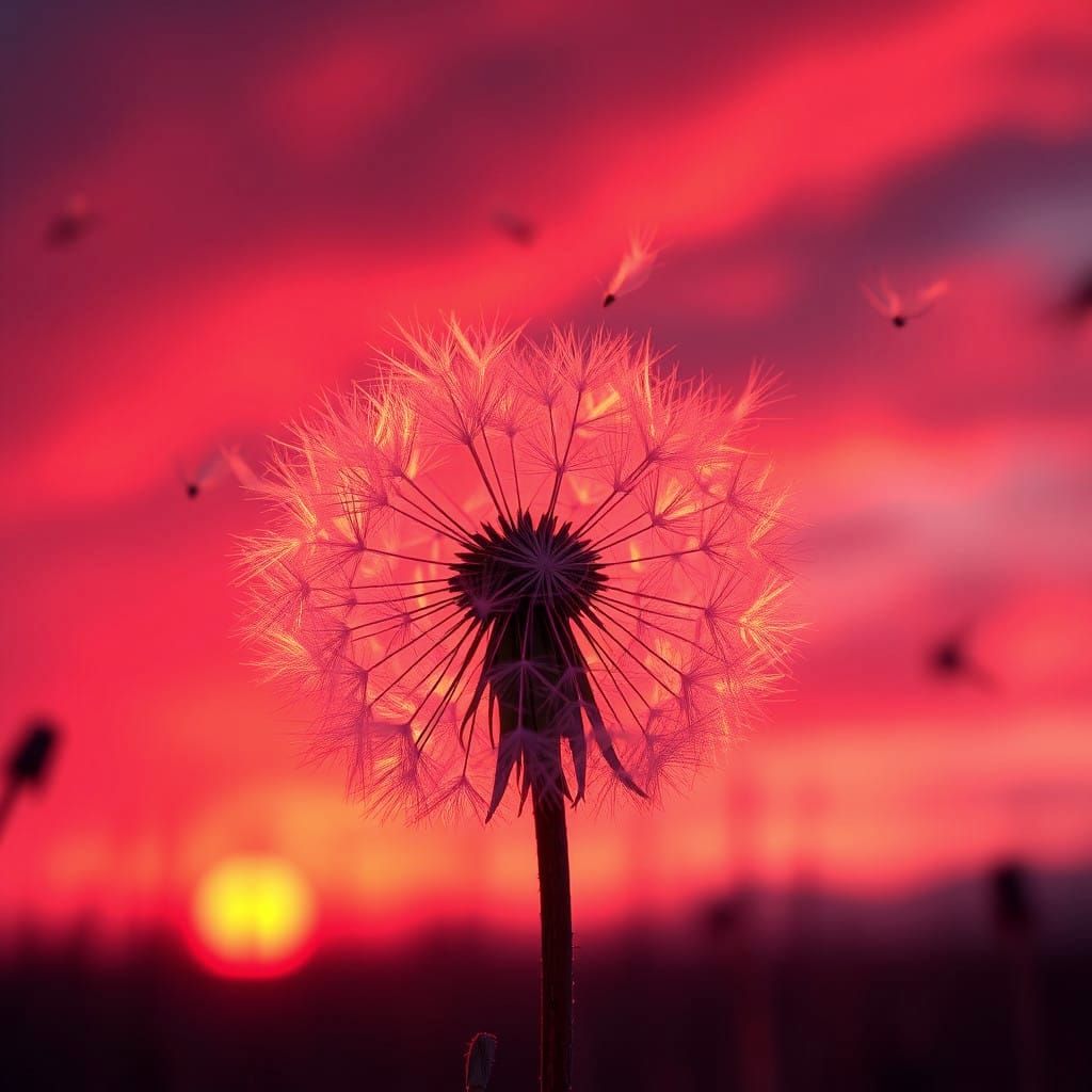 Dandelion and sunset  by @Cat