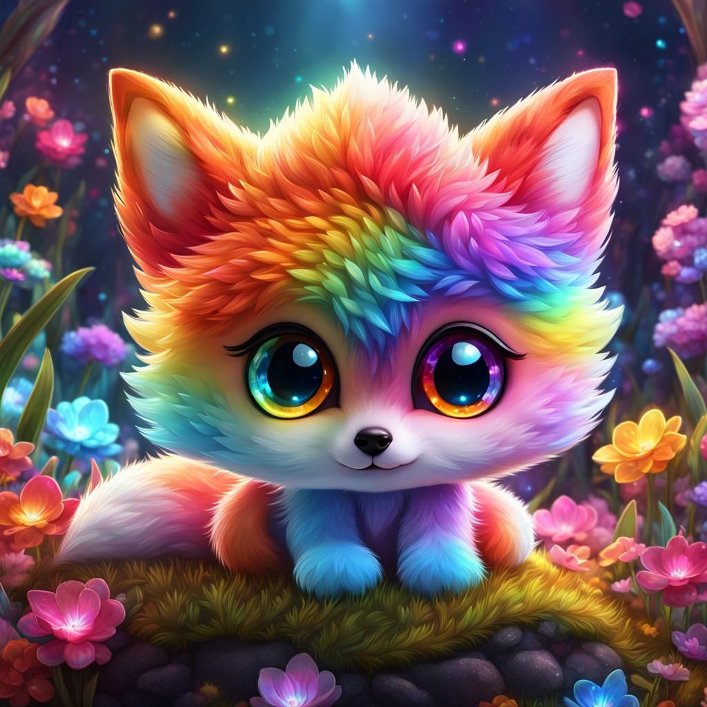 fuzzy little rainbow fox
