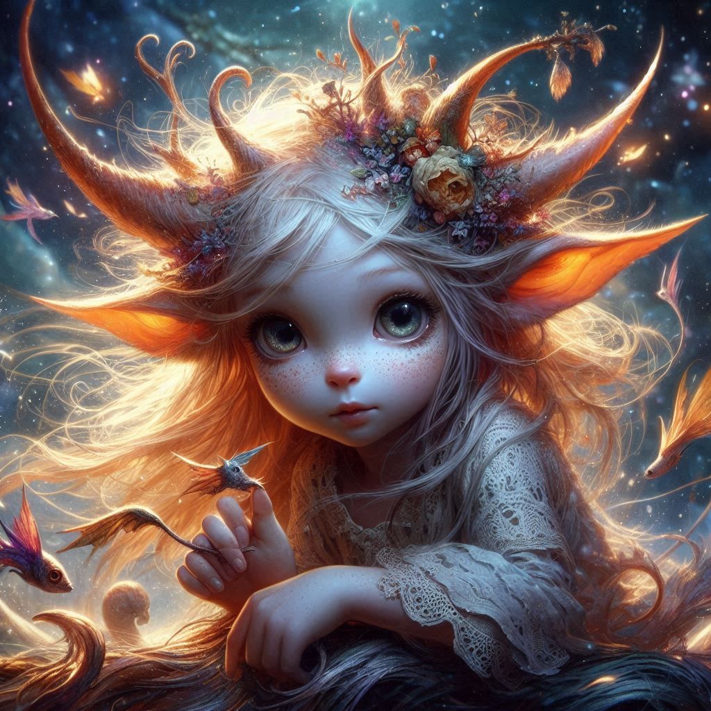 adorable fairy-tale fantasy creature portrait..