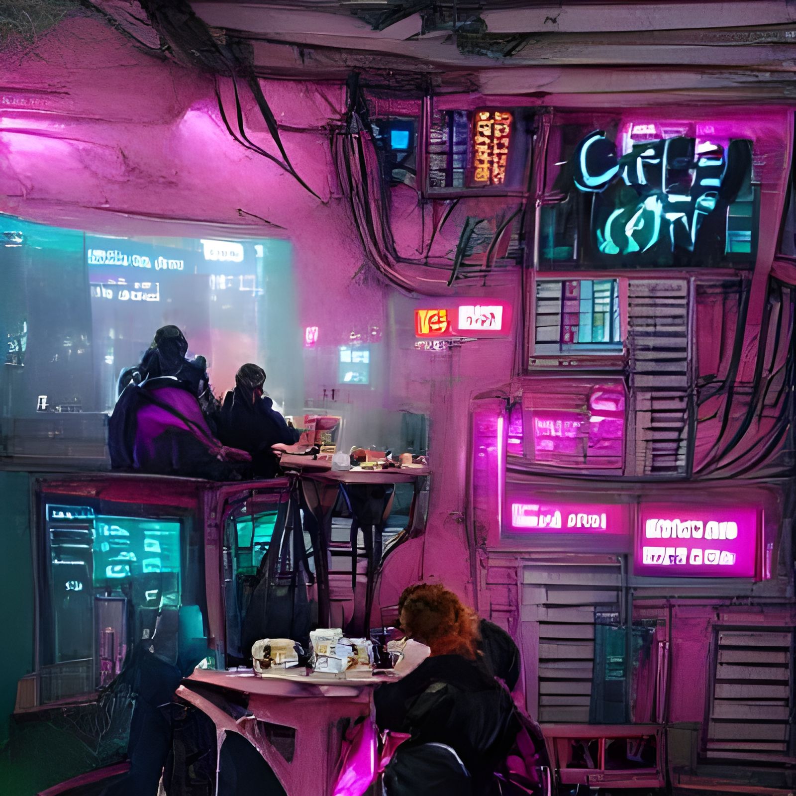 cyberpunk cafe
