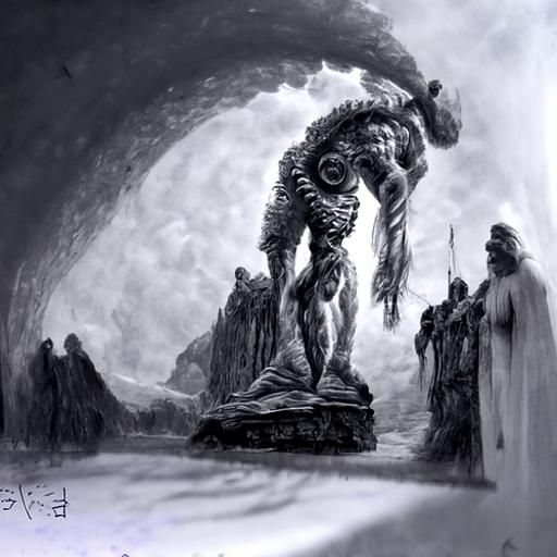 ancient god, pencil drawing
