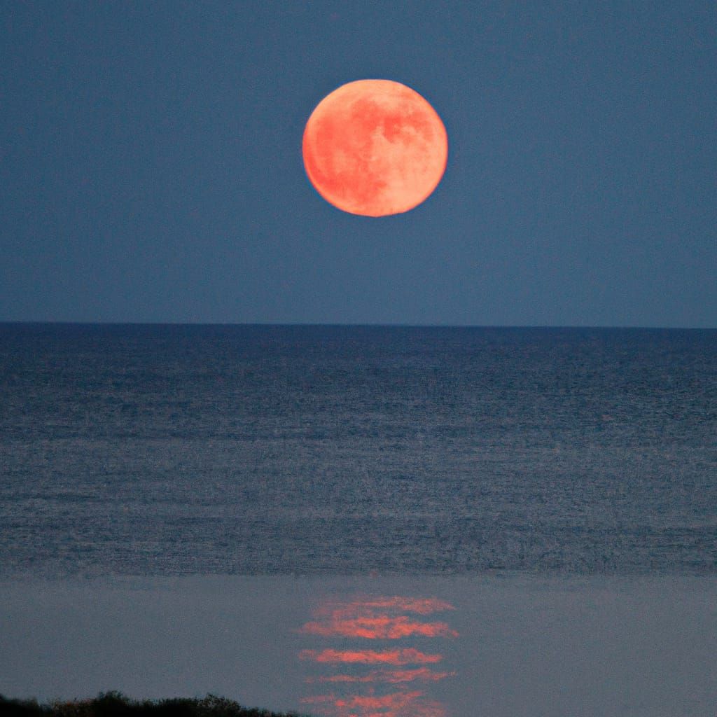 A rising red moon