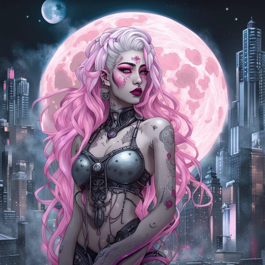 Beautiful dark moon sad goddess