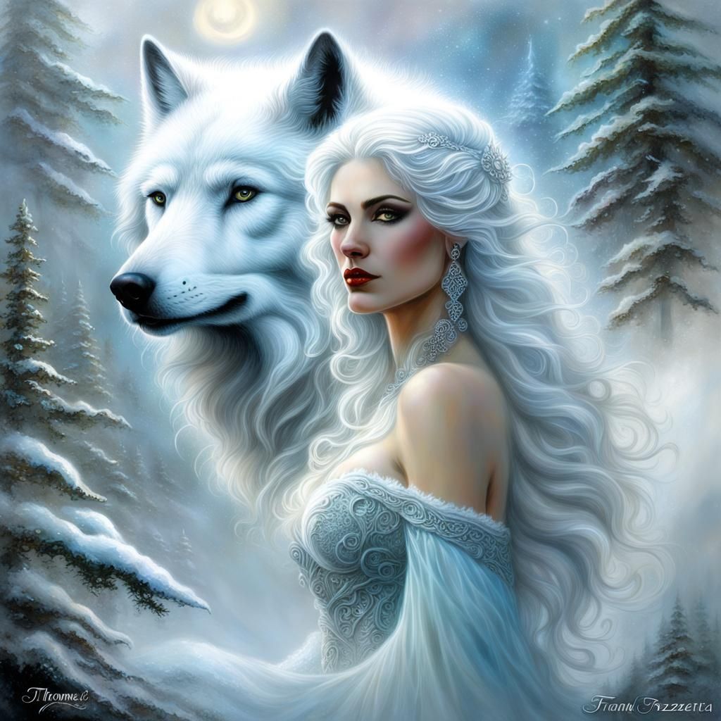 Winter of the White Wolf - AI Generated Artwork - NightCafe Creator