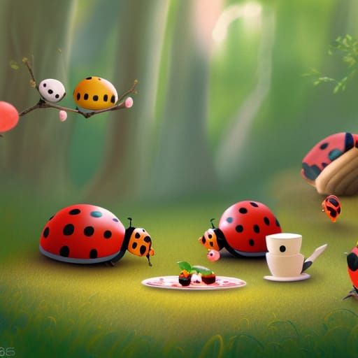 ladybugs assemble!! for a picnic!