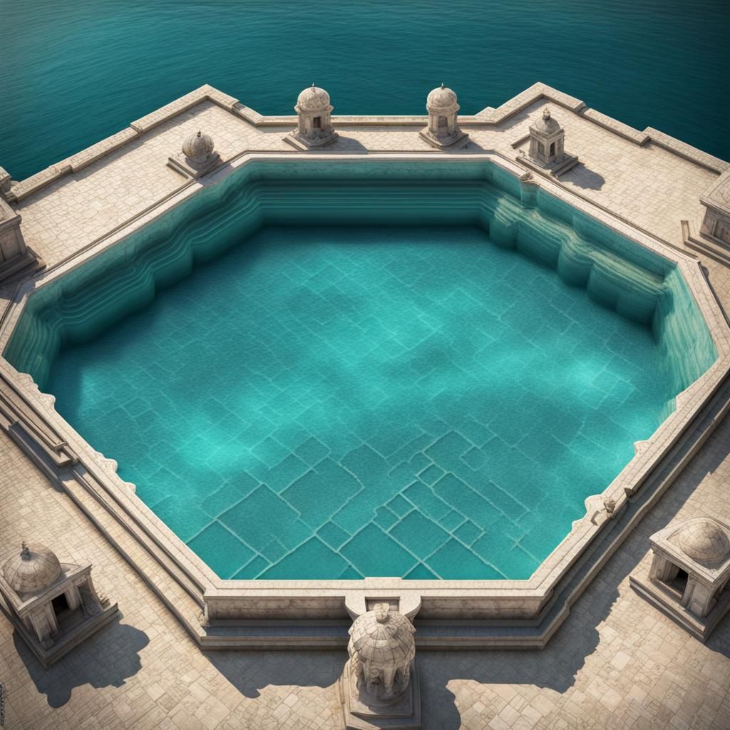 limestone pool, octagone pattern