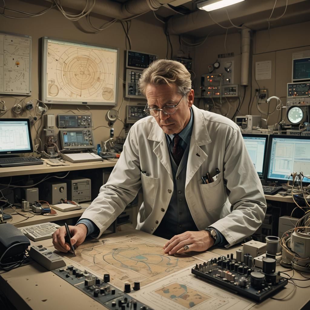 image depicting Loudon in his high-tech underground laborato...