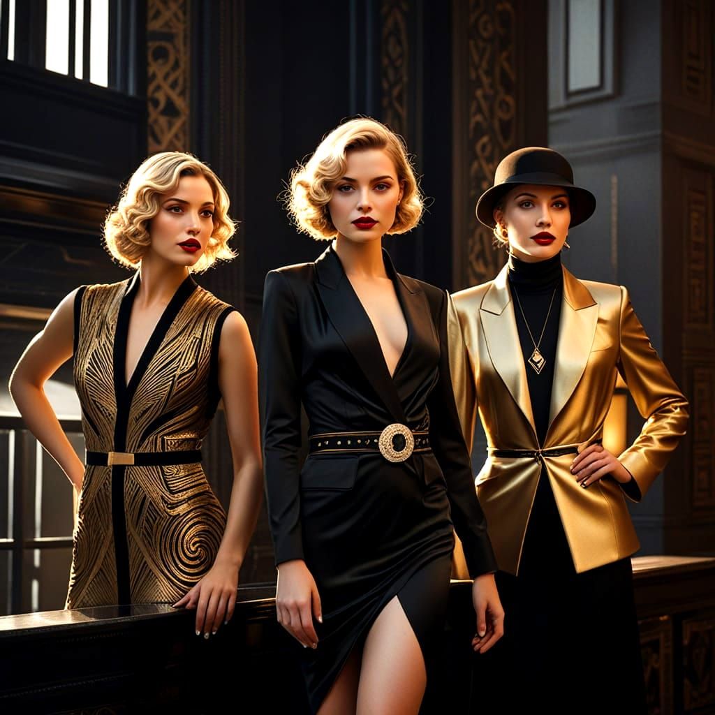 Glamorous 1920s Spy Thriller Women in Sophisticated Attire