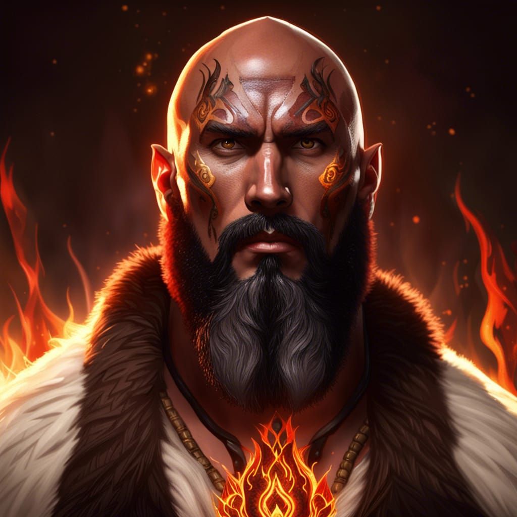 character portrait, druid, tan-skinned muscular male, dwayne johnson ...