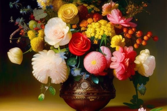 Spring flower bouquet, oil painting  by @Strigoi77