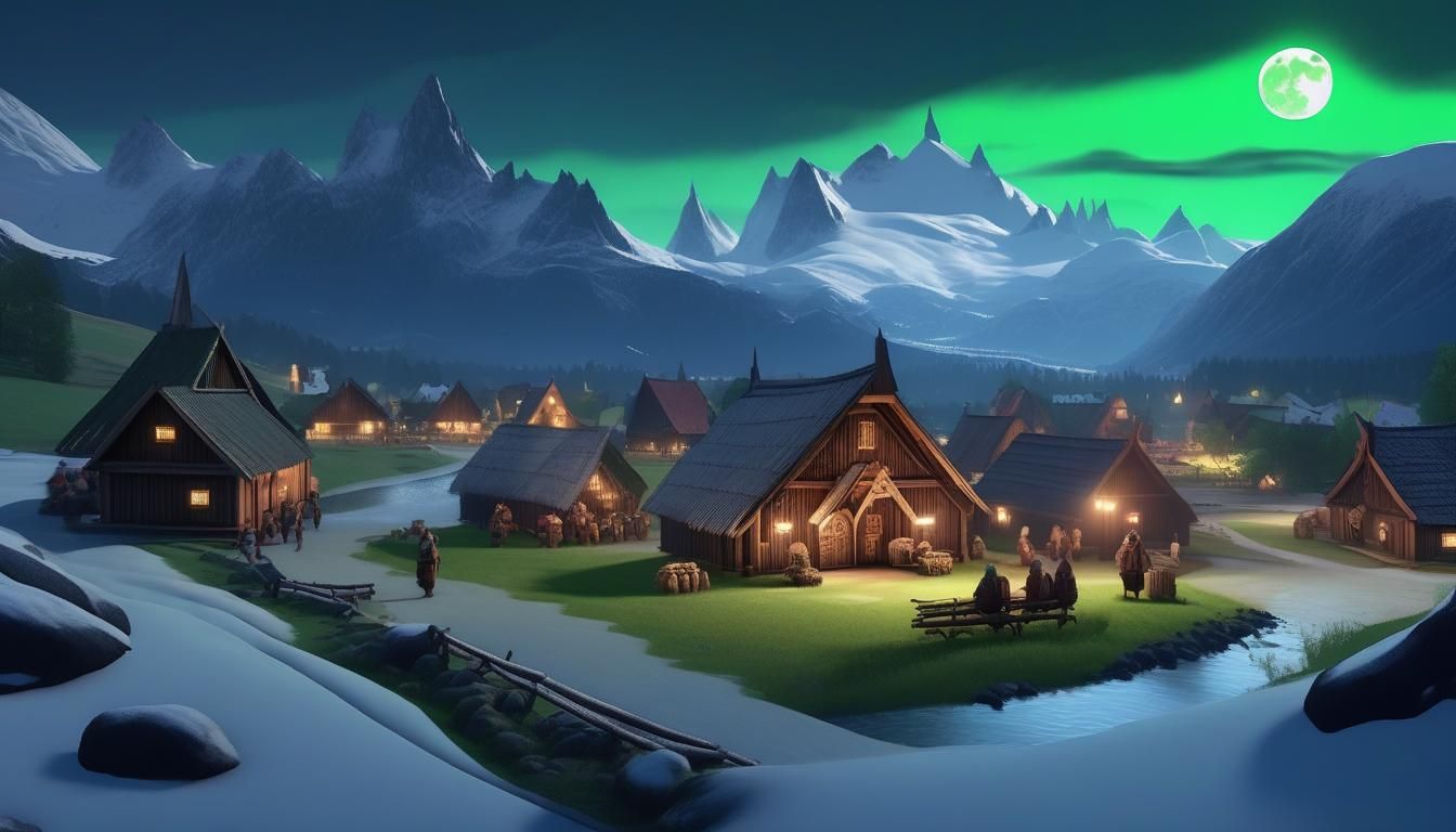 Valheim viking village and market with working villagers in peaceful ...