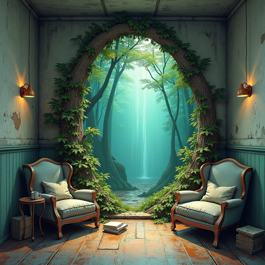 Otherworldly portal to mythical forest