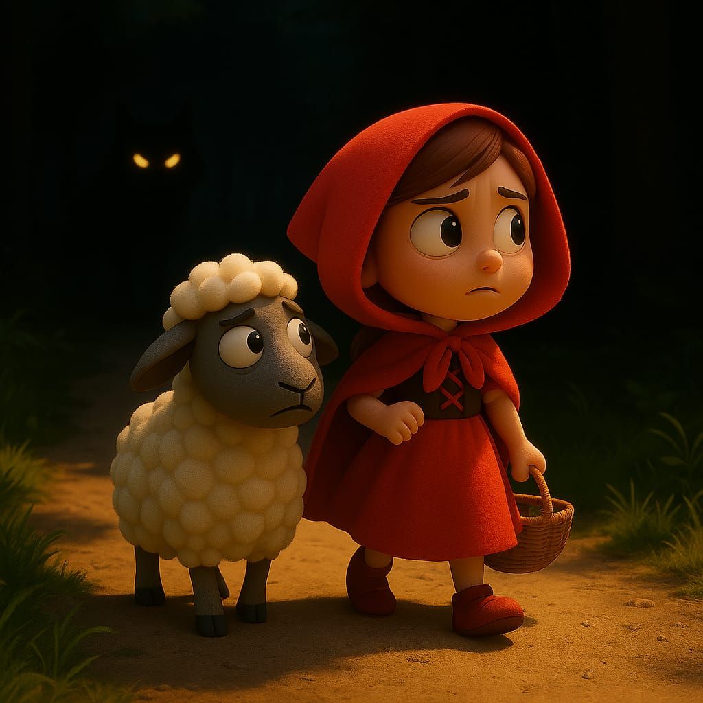 "I sure hope no wolf is following us."