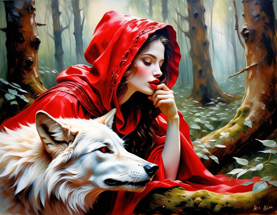 Red and wolf - AI Generated Artwork - NightCafe Creator