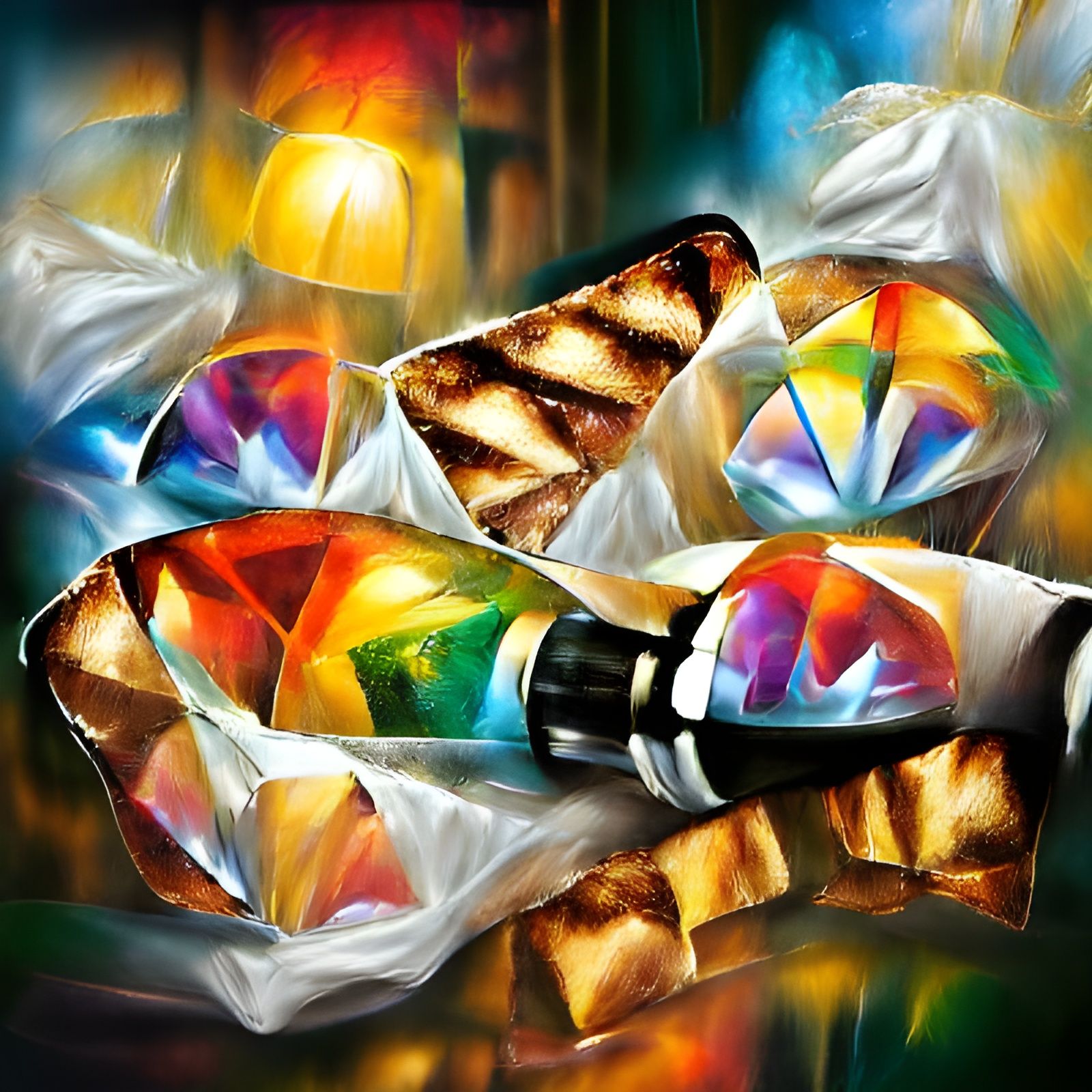 Holographic iridescent pearlescent rainbow diamonds by Leoni...