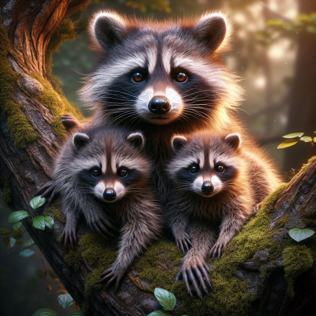 Raccoon family