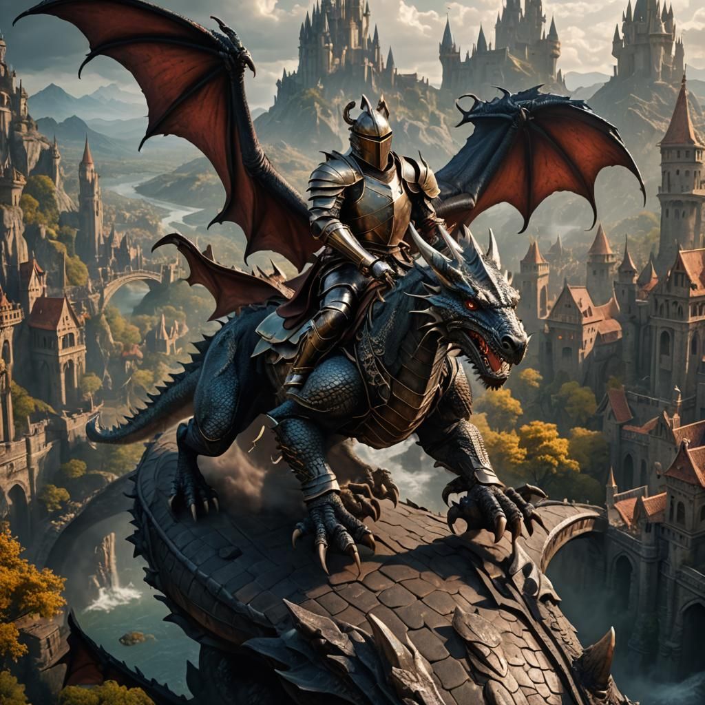 a Knight  ridding a Dragon