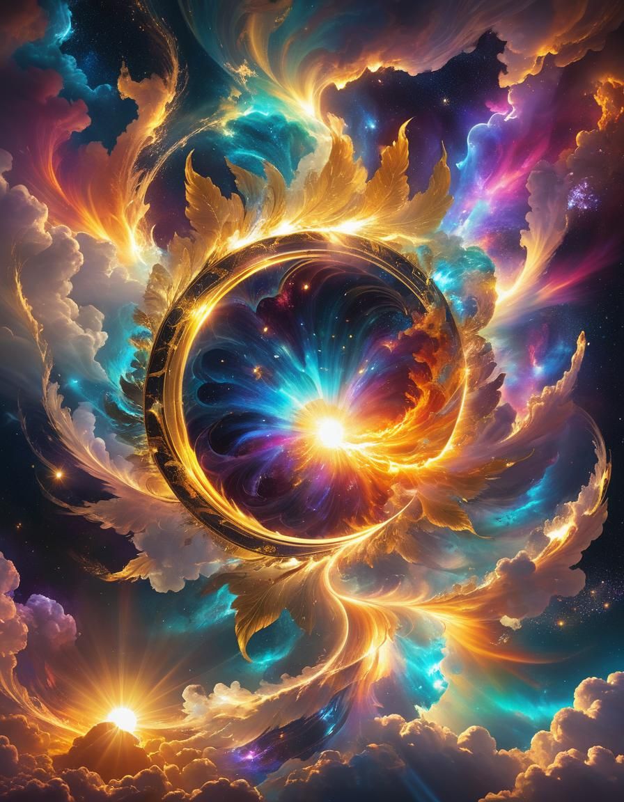 Cosmic Solar Wind Illustration in Visionary Art Style