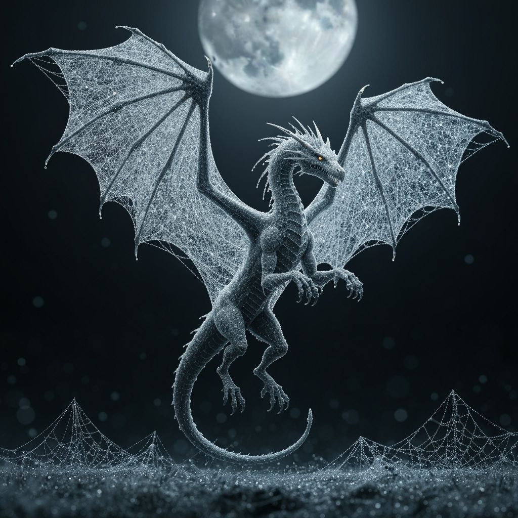 A mighty dragon made completely of spiderwebs  by @Wildwood Creations