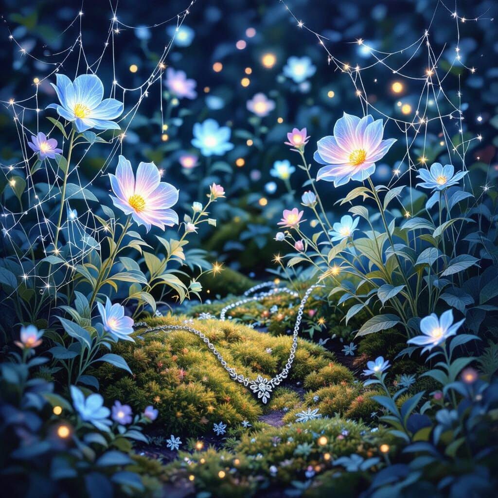 Ethereal Twilight Garden with Bioluminescent Flowers