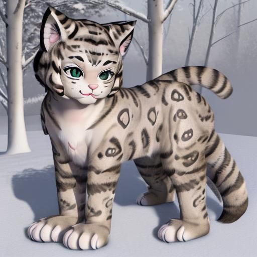 snow leopard reference sheet skin rug - AI Generated Artwork