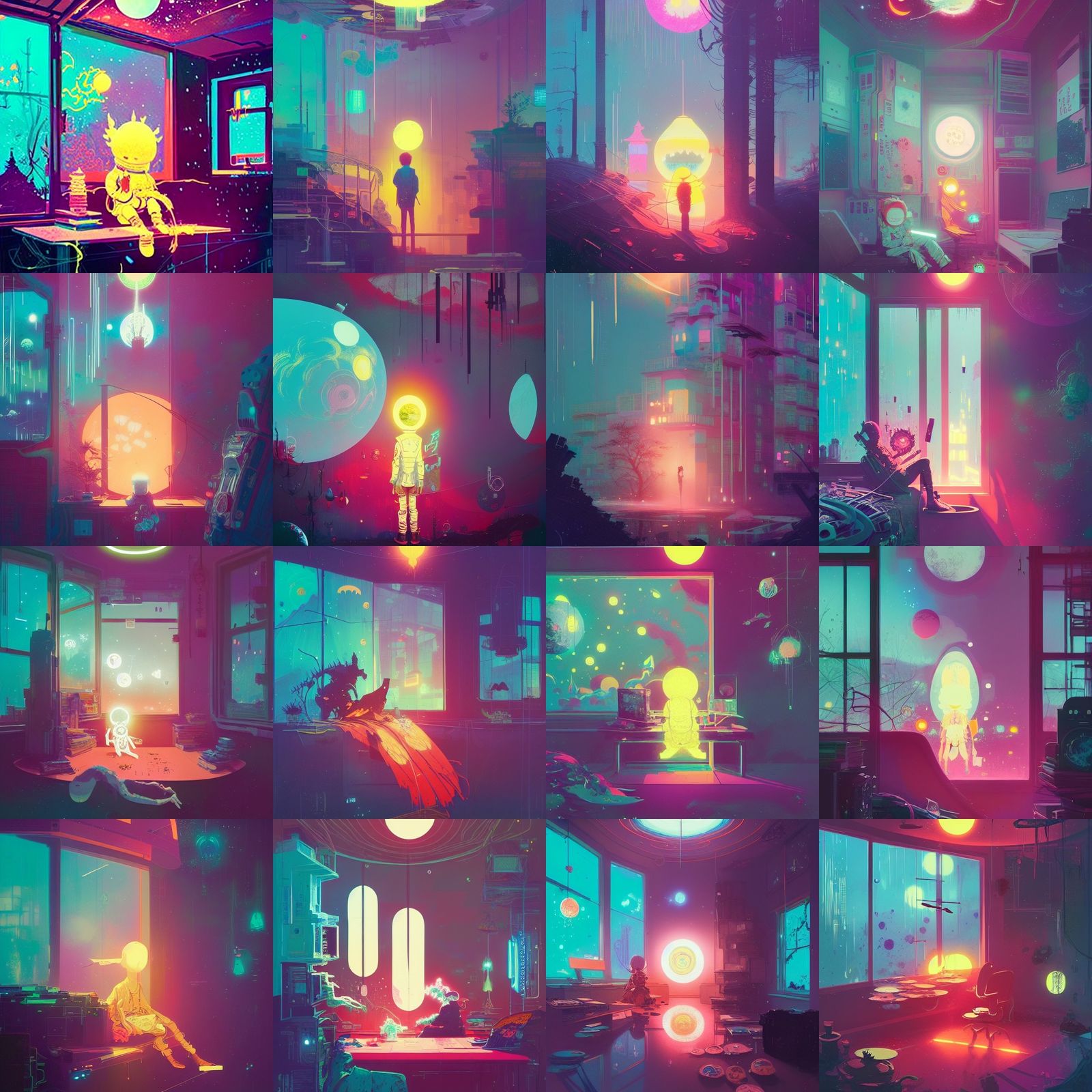 a cute depressive bright space, a highly intricate and hyper...