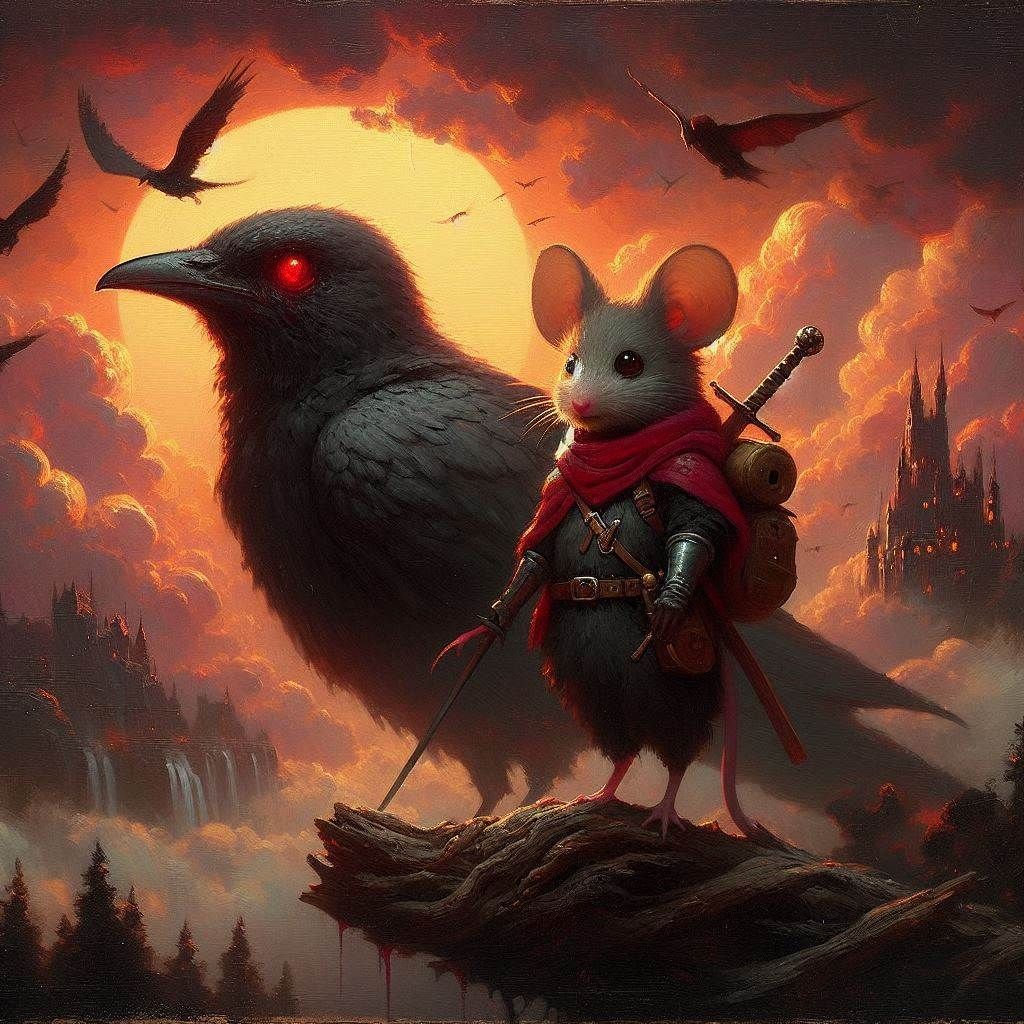 The Heroic Mouse Knight and Crowley the Raven