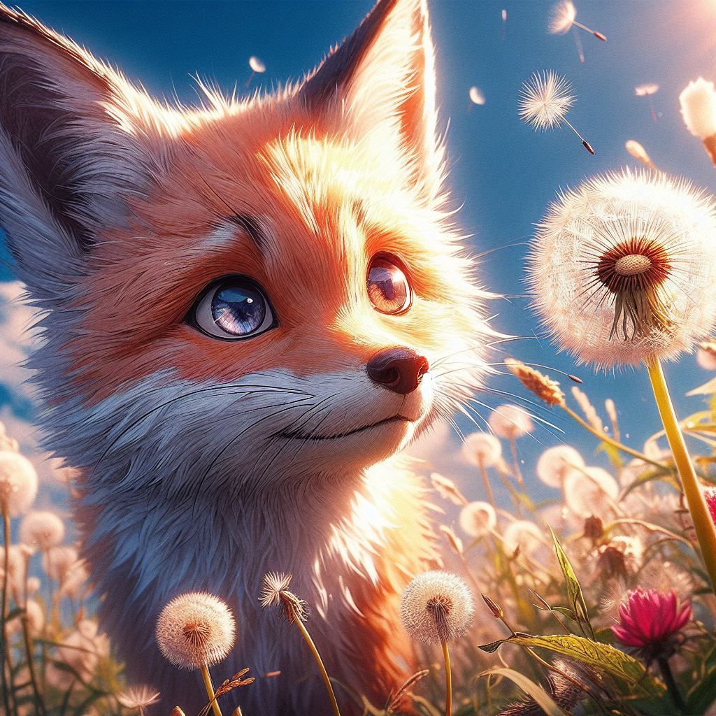 The Fox and the Dandelion - AI Generated Artwork - NightCafe Creator