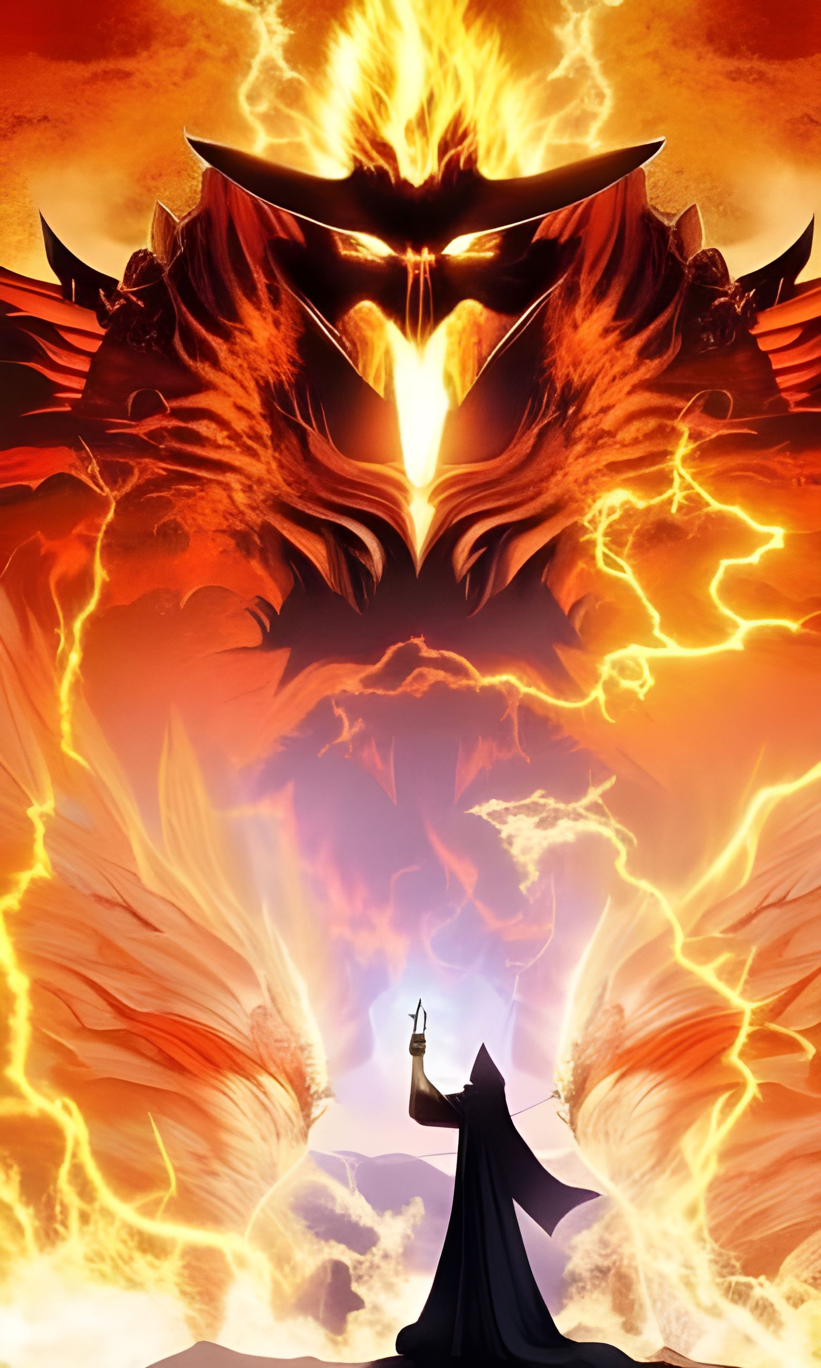 Gandalf vs Balrog  by @halfoneplusminus