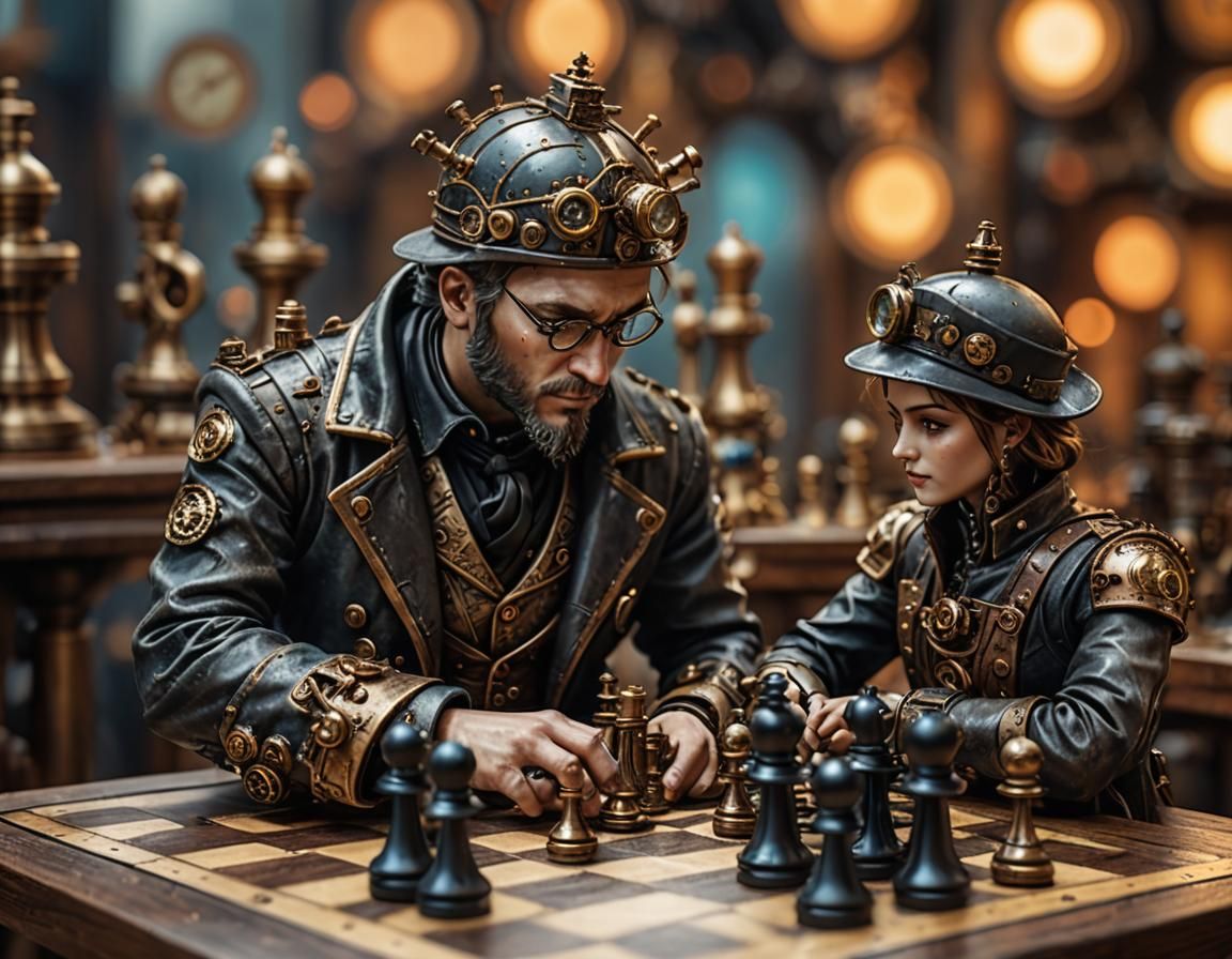 Steampunk selfplaying chess series