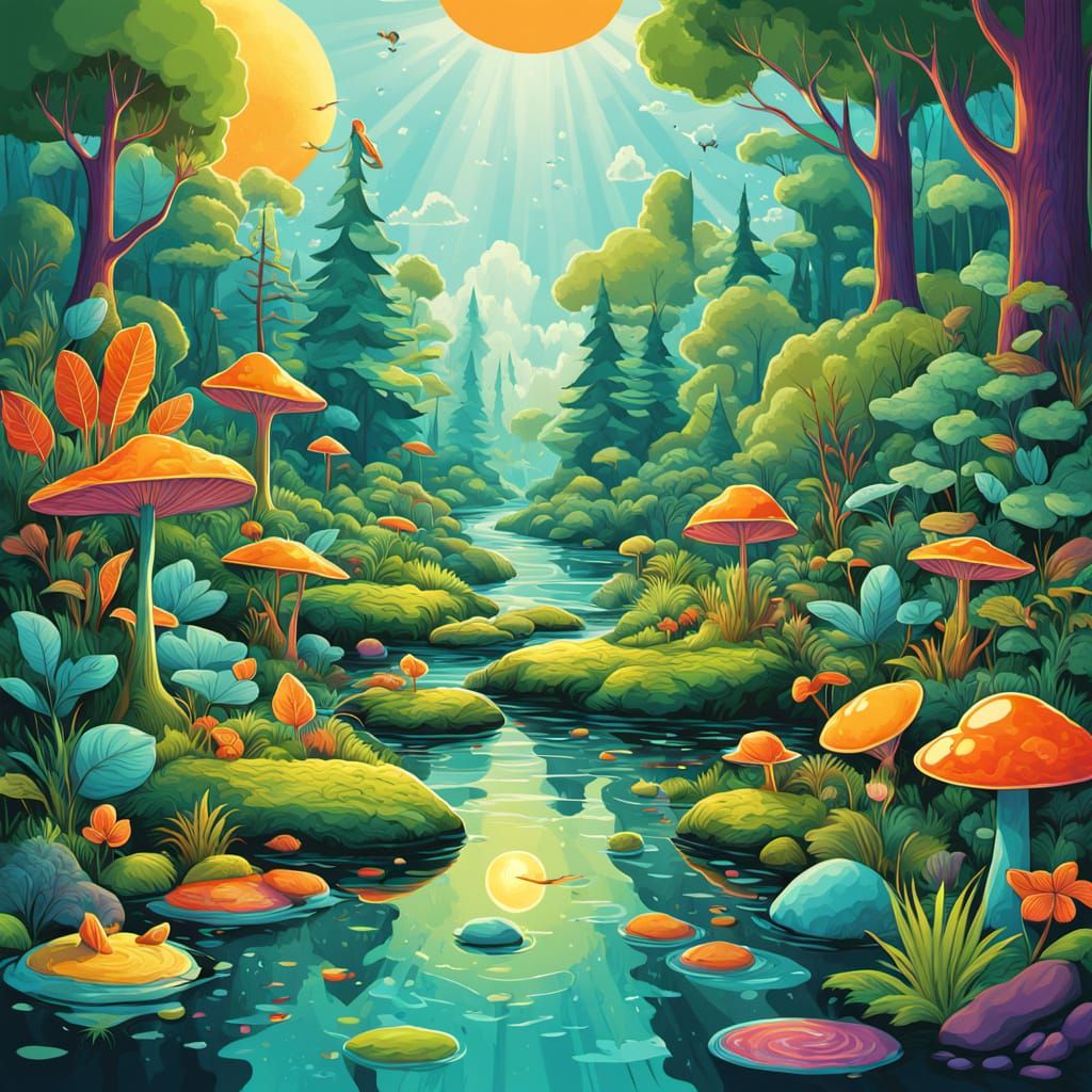 Psychedelic Pop Art Forest Disco