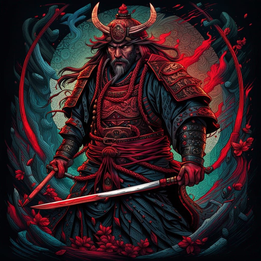 Bushido; ancient Japanese warrior ; dark academia, gothic, d...