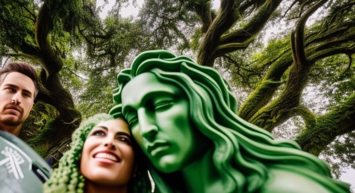 Medusa and the Green Man take a selfie 