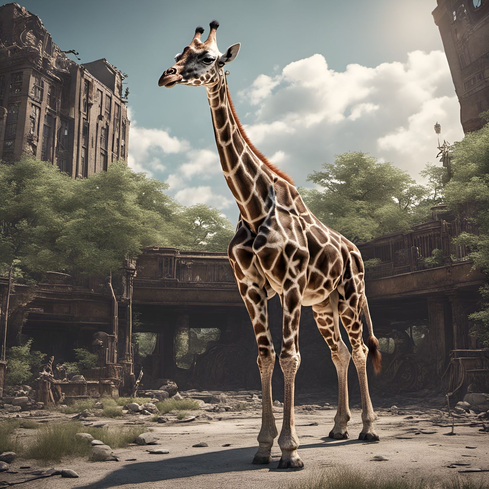 The majestic giraffe in the post apocalyptic Bronx Zoo photo...