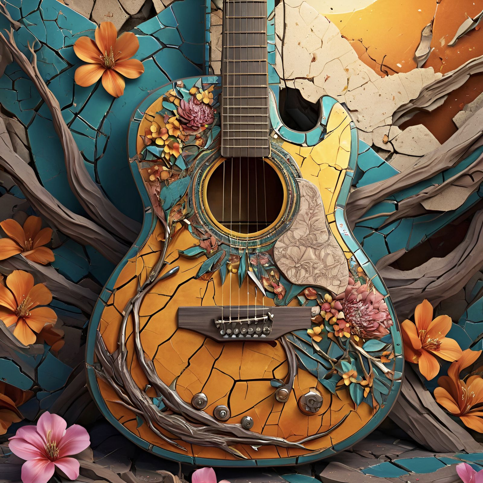 Acoustic guitar art - AI Generated Artwork - NightCafe Creator