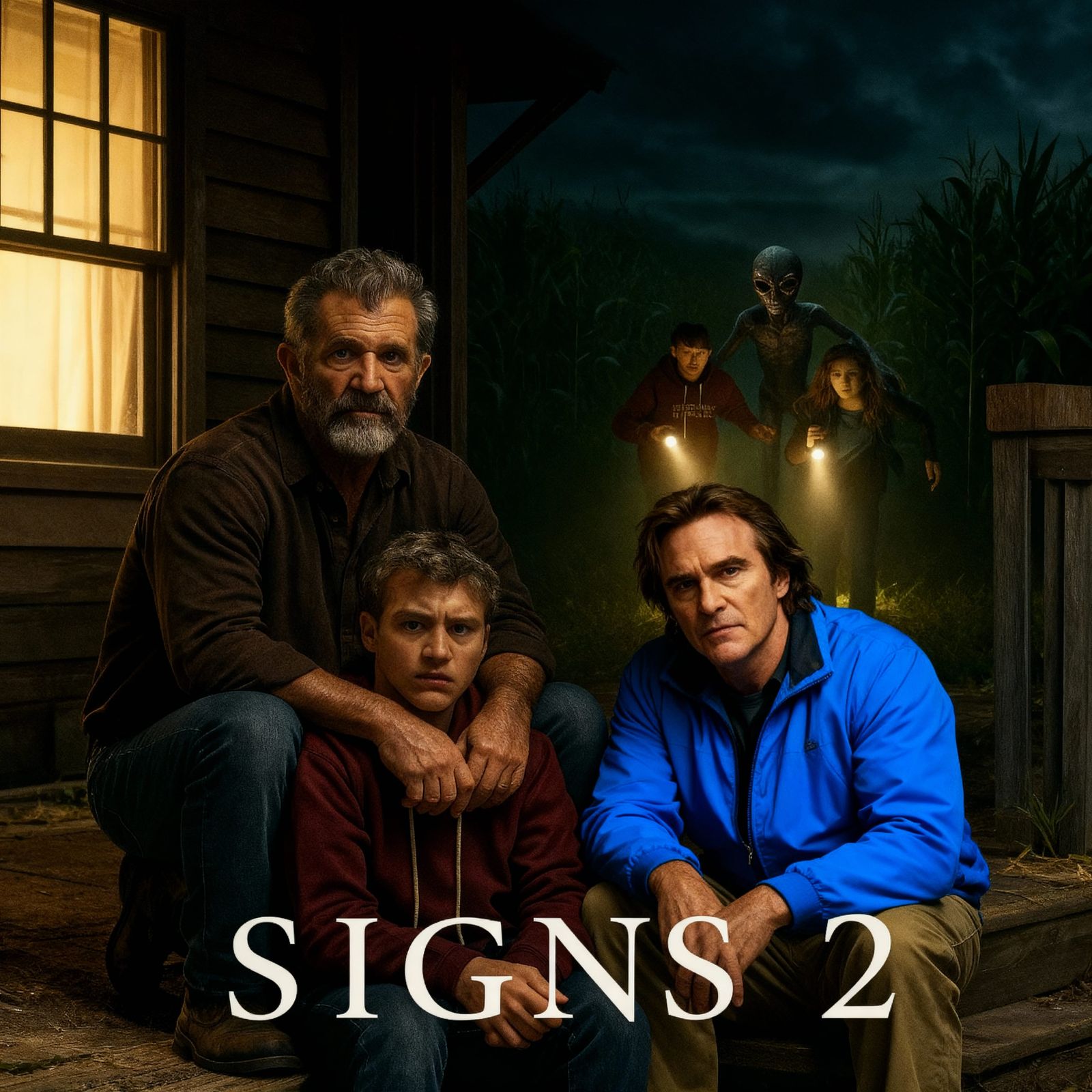 Alien invasion against Mr. Graham, Morgan, and Mernill.