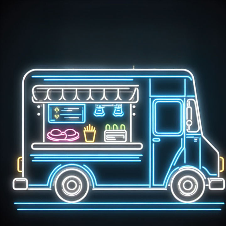 Neon Food Truck Silhouette