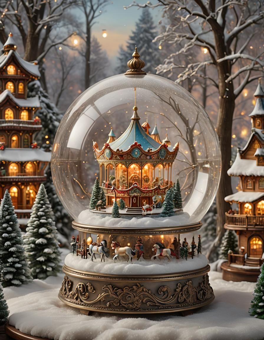Merry-go-round snow globe