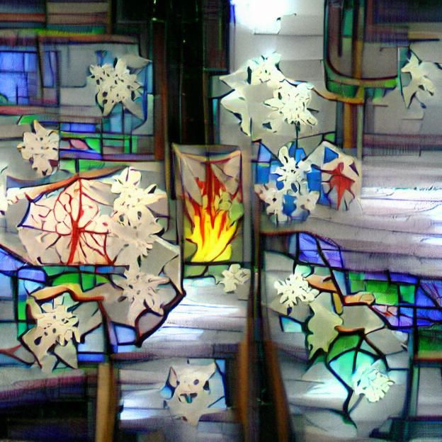 Snowflakes in stained glass