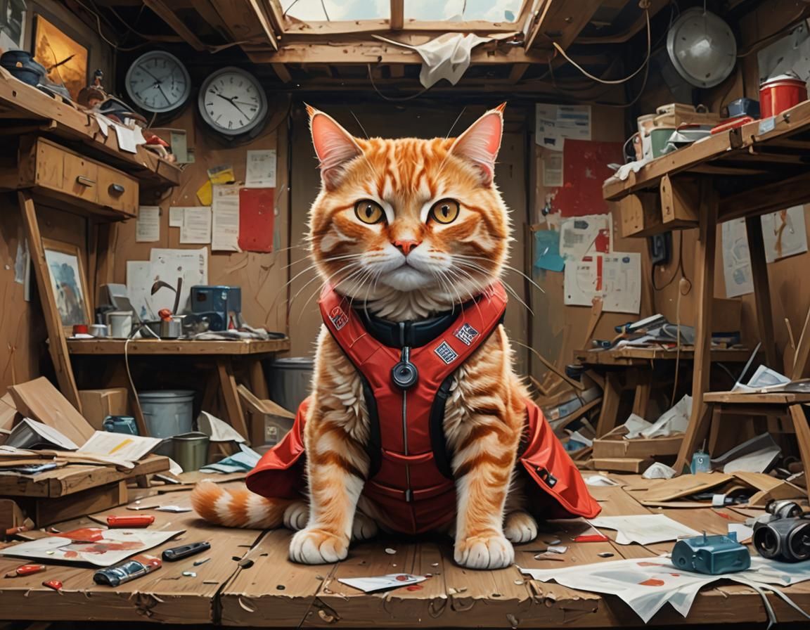 cat wearing lifejacket AI Generated Artwork NightCafe Creator